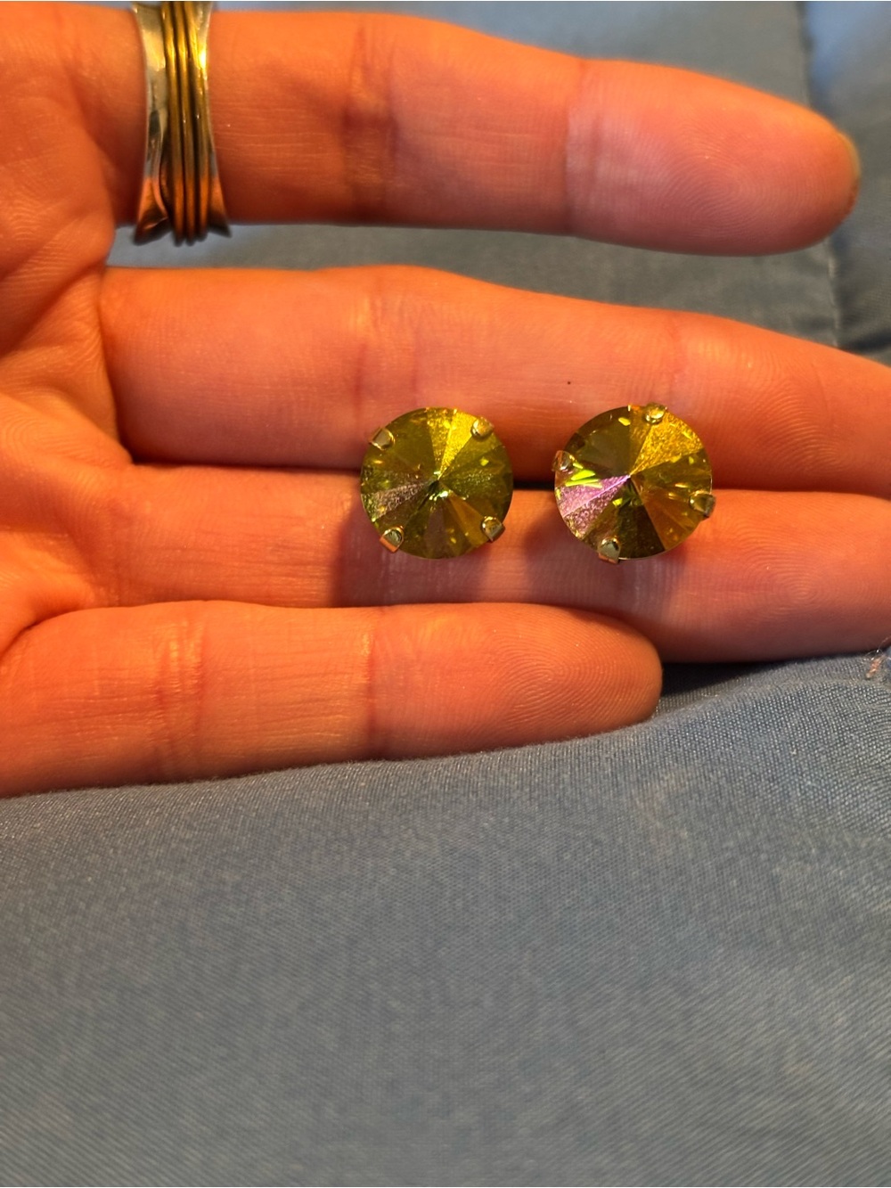 Tova Gold-Tone Green Crystal Stud Earrings - Women's Jewelry - Picture 3 of 4